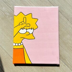 Lisa Simpson Canvas Art in Pink and Yellow